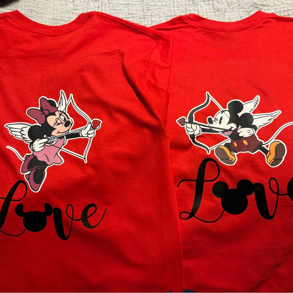 BUNDLE 1 MICKEY & 1 MINNIE VALENTINE CUSTOMIZED SHIRTS NEW
